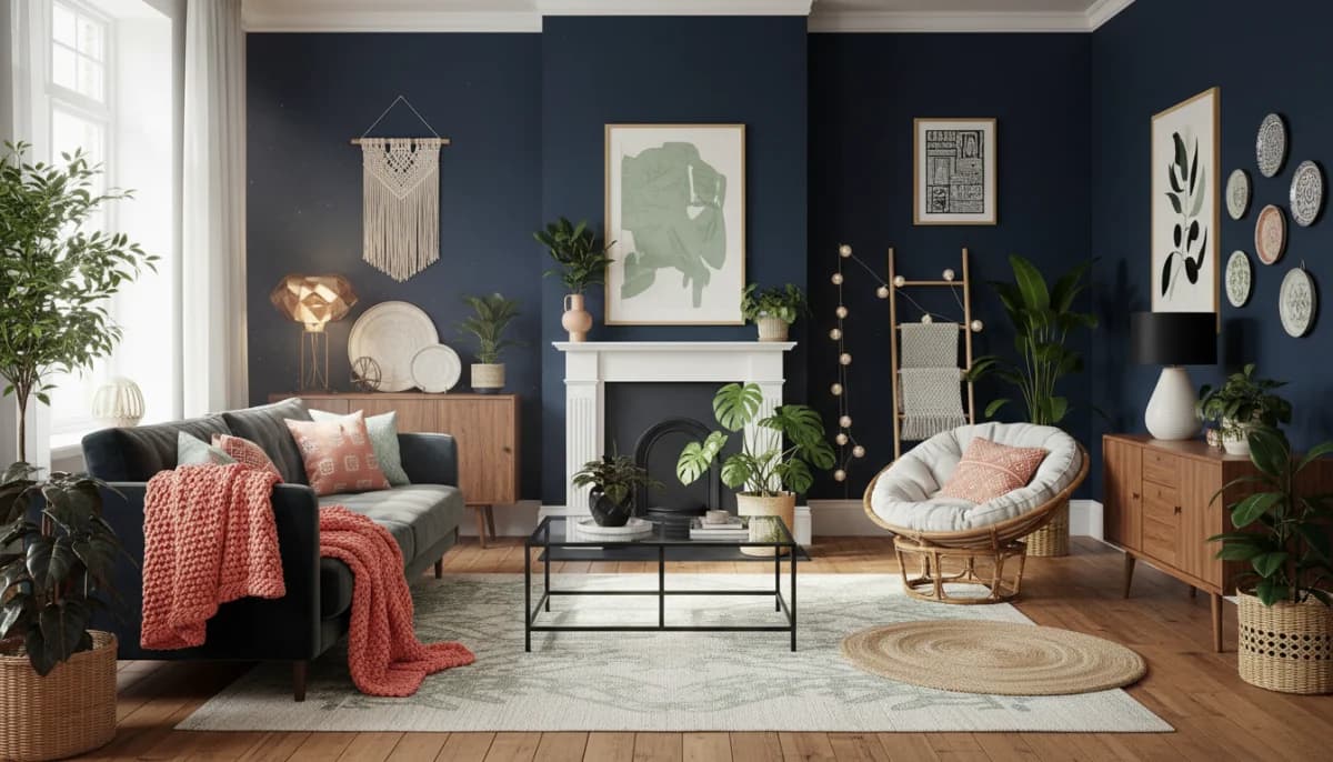 Bohemian (Boho) AI interior design style - AI room decorator example