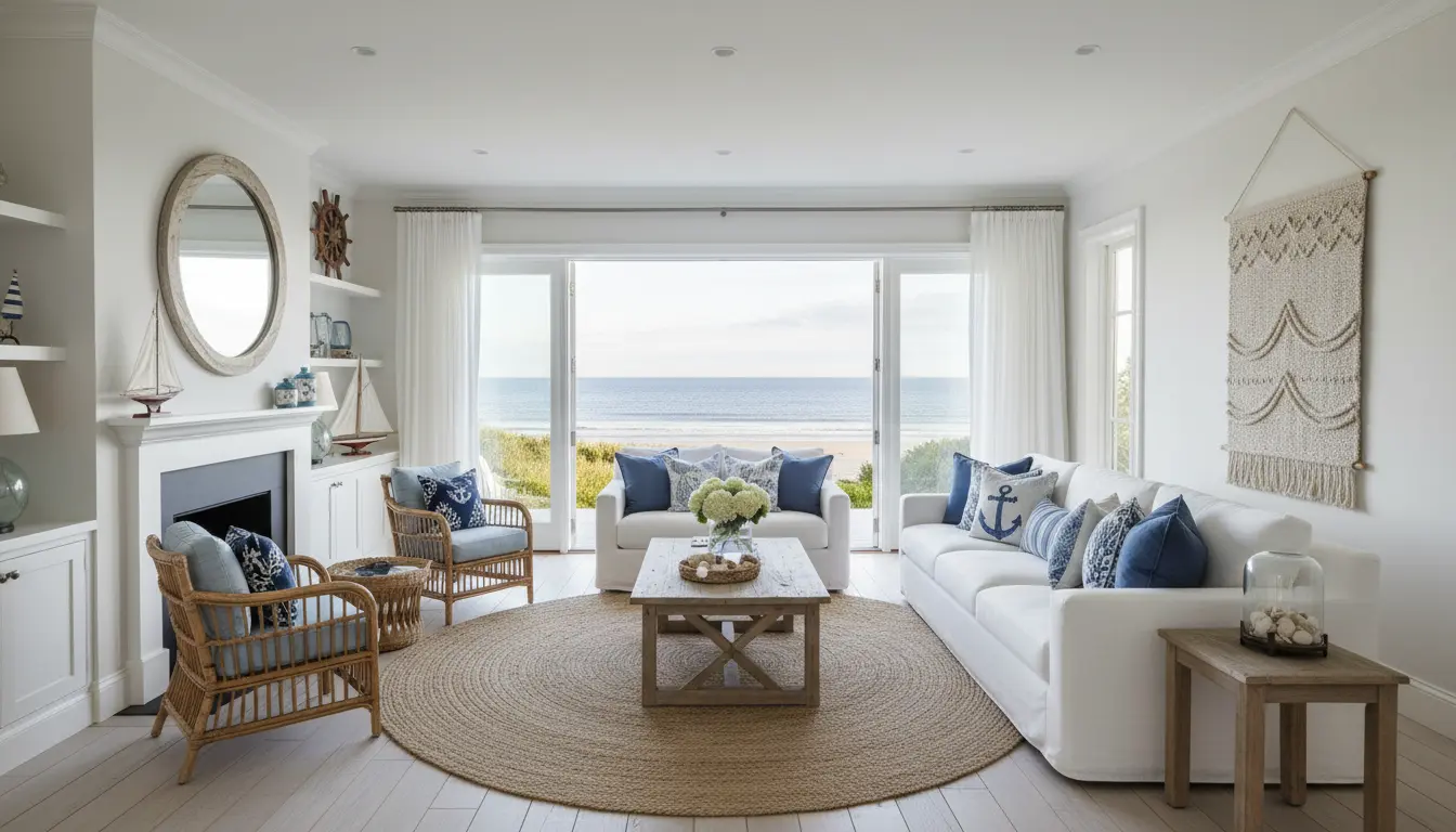 Coastal style room design created with DecorAI AI Interior Design App