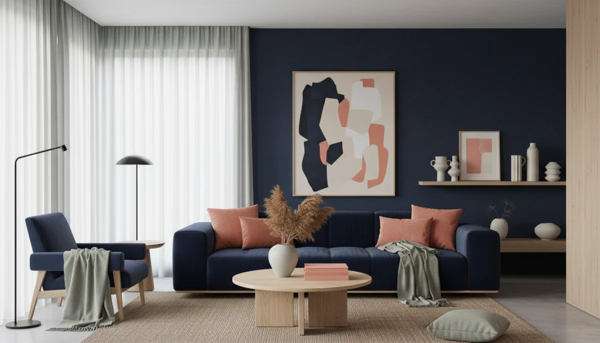 Quiet luxury Japandi interior design with neutral tones and natural materials